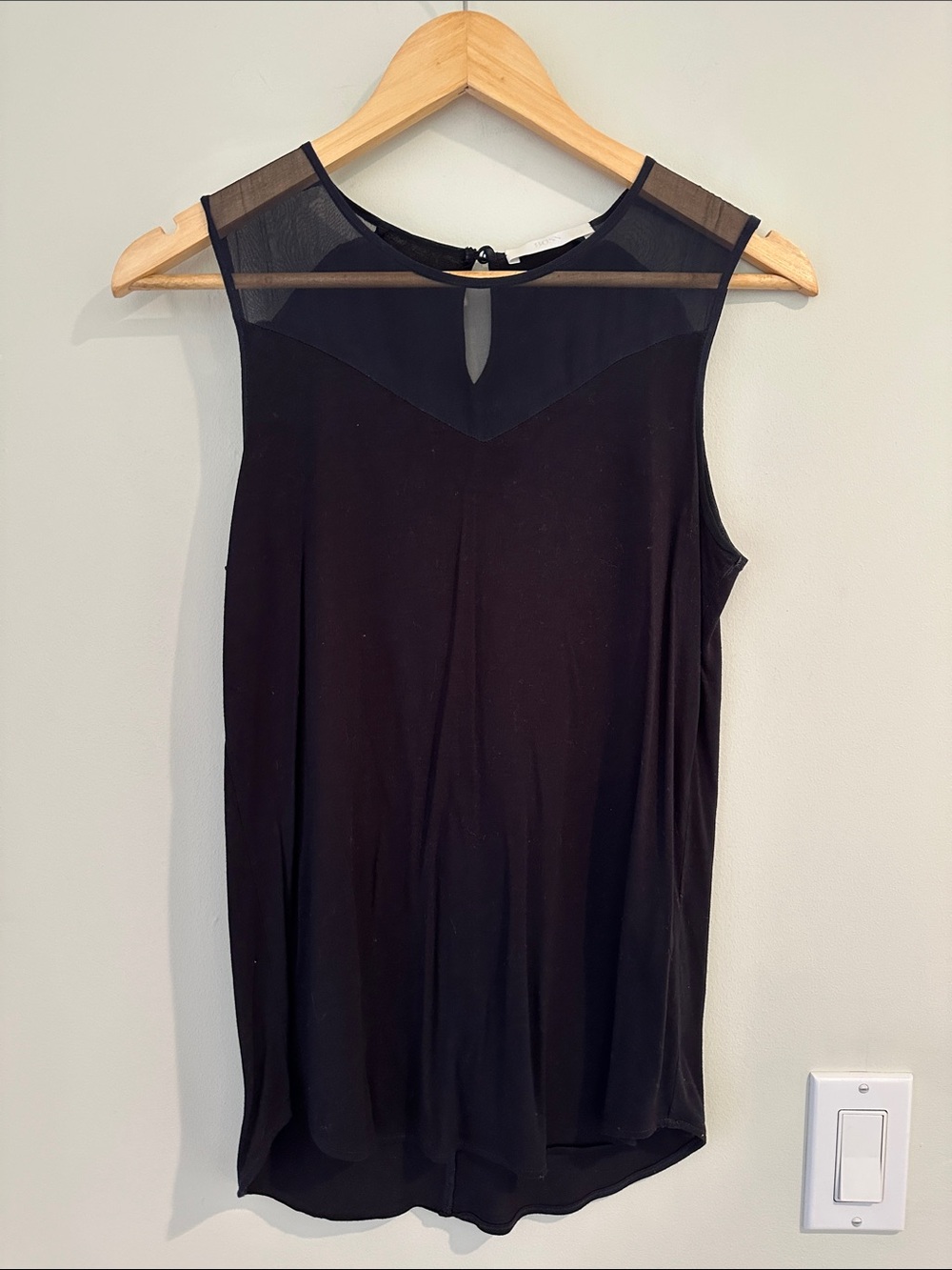 BOSS Hugo Boss Black Sleeveless Blouse with Sheer Yoke